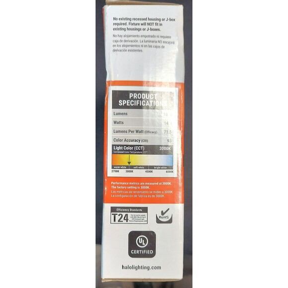 Halo 6" Ultra Thin Canless LED Downlight 1015 Lumen No Housing Req'd, 5 Color - Picture 2 of 6